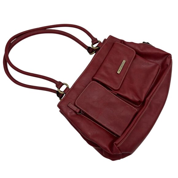 Rosetti Handbags - Rosetti Red Faux Leather Shoulder Bag 12"x8" With Dual Handles & Front Pockets